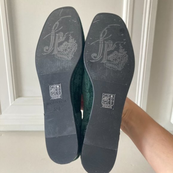 NWOB Free People Mystic Mary Jane Green Velvet Flats Sz 37.5 - Picture 6 of 7